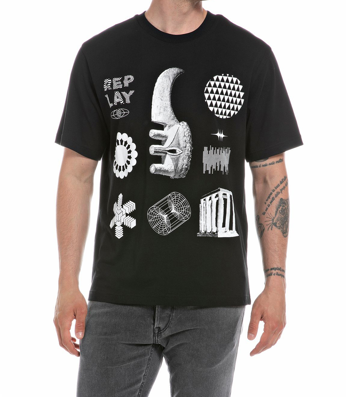 ベーシックジャージーマルチロゴグラフィックプリントT 詳細画像 ブラック 1